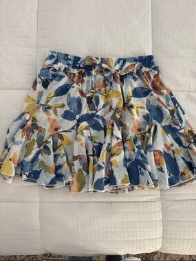 entro Floral Print Blue Yellow White Ruffle Skort